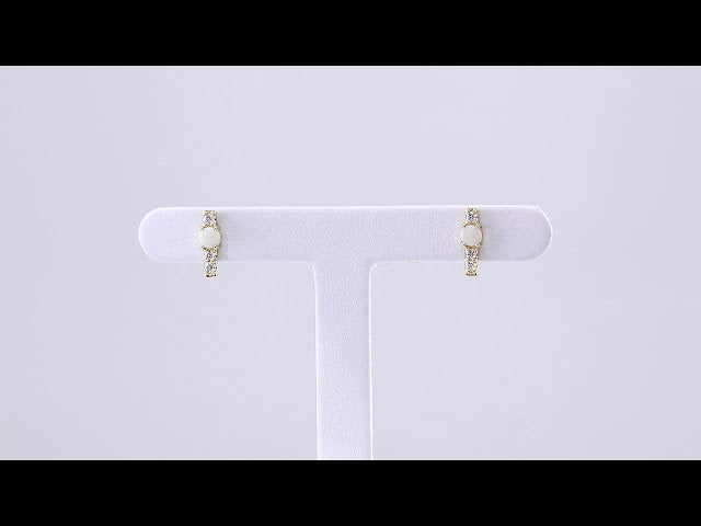 14K Yellow Gold Natural Ethiopian Opal & 1/5 CTW Natural Diamond Bar Earrings – image 3