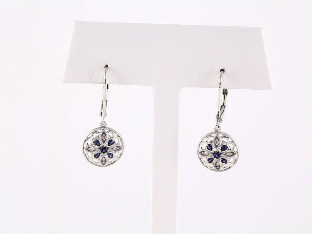Sterling Silver Natural Blue Sapphire & .07 CTW Natural Diamond Earrings – image 3