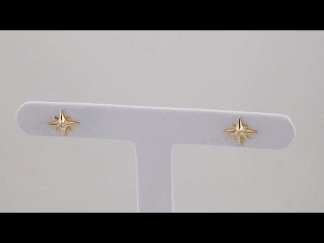 14K Yellow Gold .03 CTW Natural Diamond Star Earrings – image 4