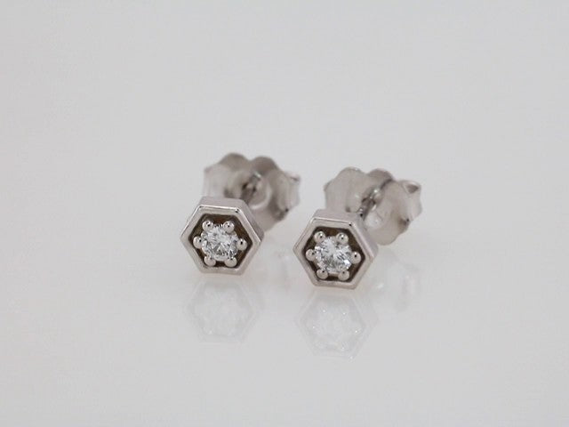 Platinum 1/8 CTW Natural Diamond Hexagon Stud Earrings – image 3