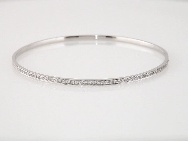 14K White Gold 1 1/2 CTW Natural Diamond 7" Bangle Bracelet – image 2