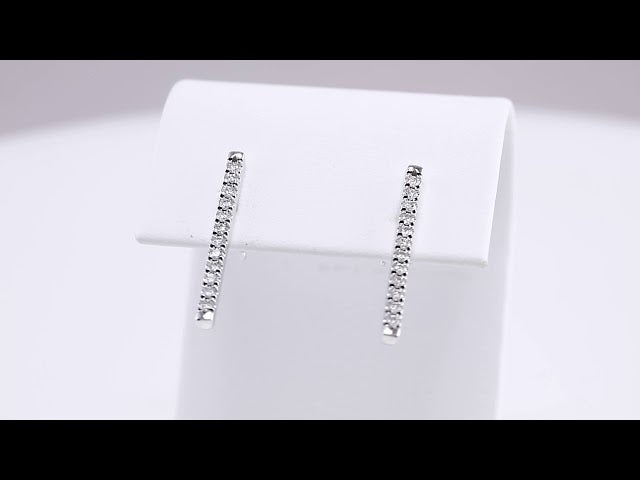 Platinum 1/3 CTW Natural Diamond French-Set Bar Earrings – image 3