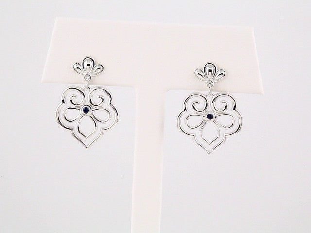 Sterling Silver & 14K White Gold Natural Blue Sapphire Earrings – image 3