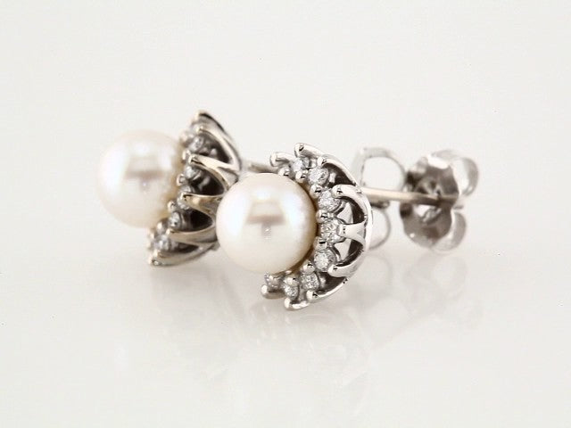 Halo-Style Button Pearl Earrings