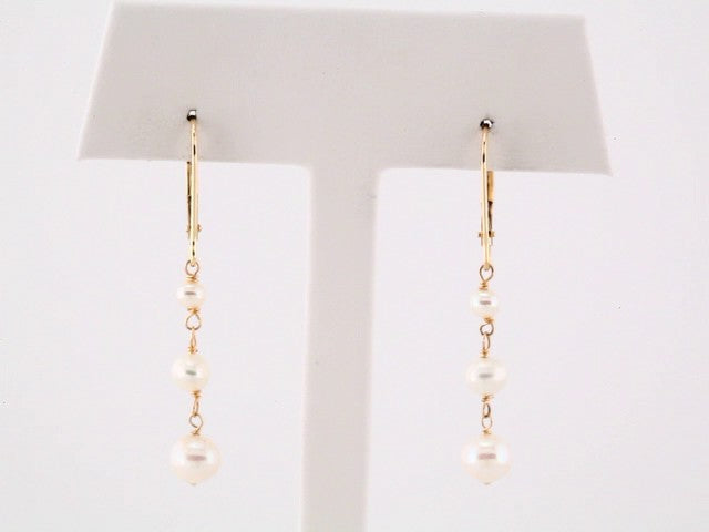 Three-Stone Pearl Earrings