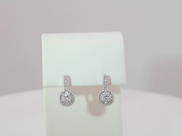 Sterling Silver 5/8 CTW Natural Diamond Halo-Style Dangle Earrings – image 3
