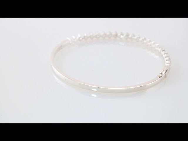 Sterling Silver  Imitation White Cubic Zirconia Bangle 7" Bracelet – image 4
