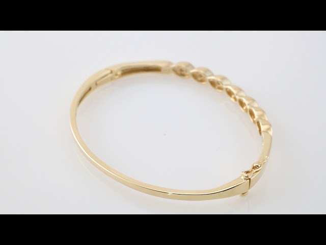 14K Yellow Gold 1/4 CTW Natural Diamond Bangle 6 1/2" Bracelet – image 3