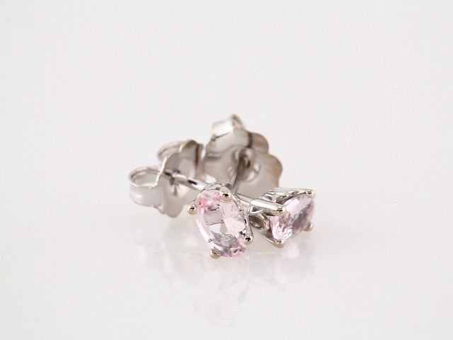 14K White Gold Natural Pink Morganite Earrings – image 2