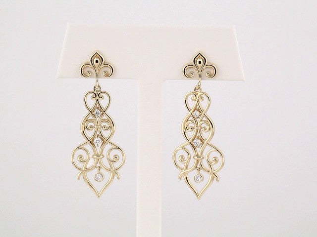 14K Yellow Gold 1/3 CTW Fleur-de-lis Natural Diamond Earrings – image 3