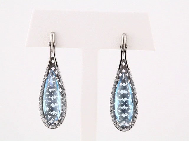 14K White Gold Natural Sky Blue Topaz & 1/3 CTW Natural Diamond Earrings – image 3