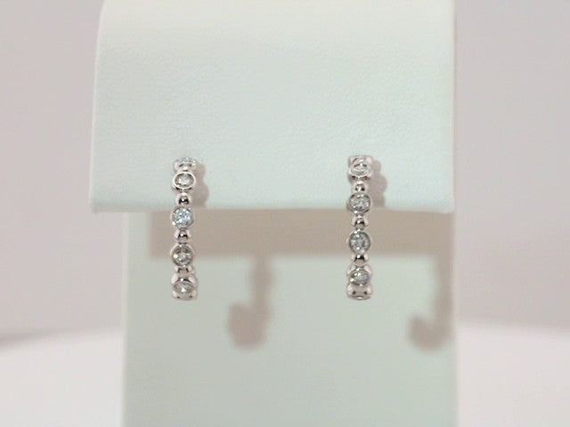 14K White Gold 3/8 CTW Natural Diamond Beaded Hoop Earrings – image 3