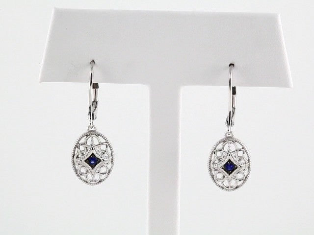 Sterling Silver Natural Blue Sapphire Lever Back Earrings – image 3