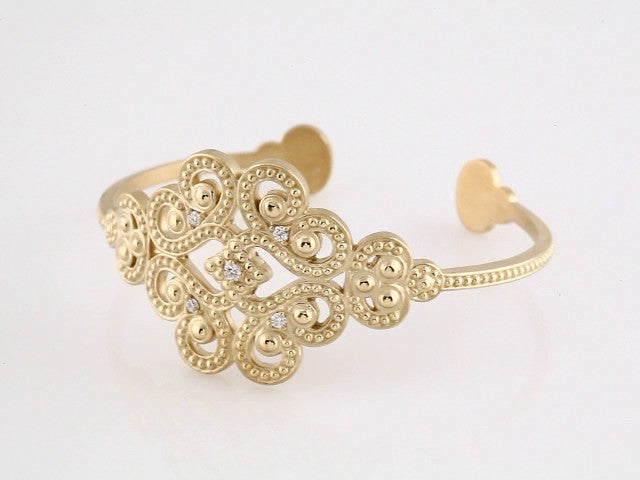 14K Yellow Gold 1/6 CTW Natural Diamond Cuff 7" Bracelet – image 3