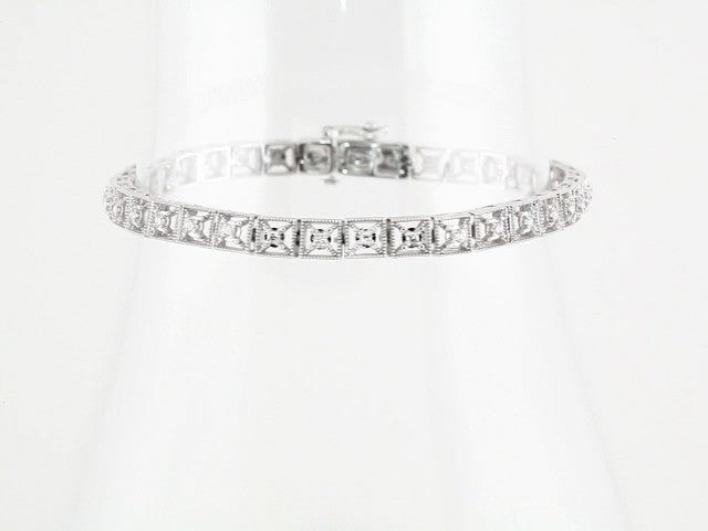 14K White Gold 1/2 CTW Natural Diamond Line 7" Bracelet – image 3