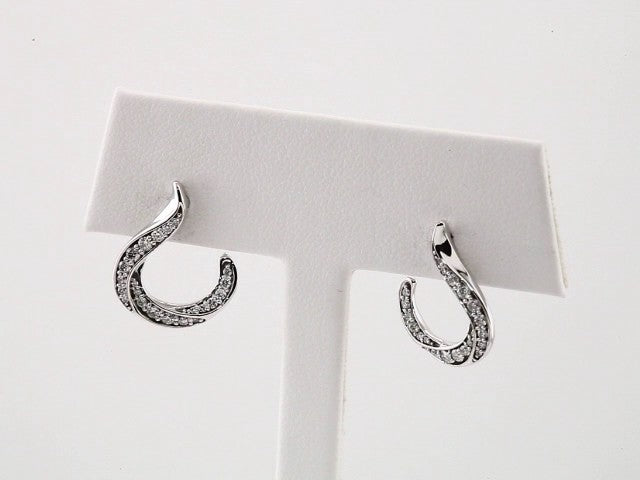 14K White Gold 3/8 CTW Natural Diamond Freeform Earrings – image 3
