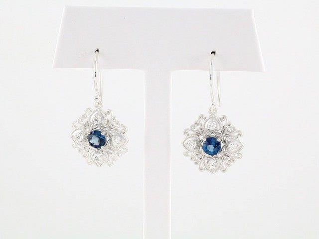 14K White Gold Natural London Blue Topaz & 1/2 CTW Natural Diamond Earrings – image 3