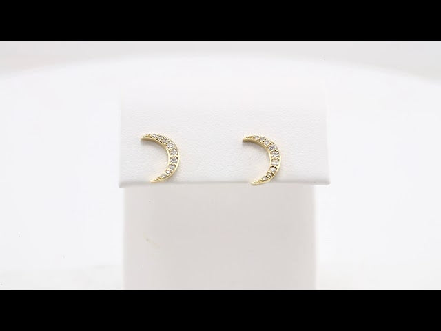 14K Yellow Gold 1/10 CTW Natural Diamond Crescent Moon Earrings – image 3
