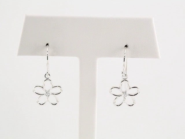 Sterling Silver .06 CTW Natural Diamond Flower Earrings – image 3