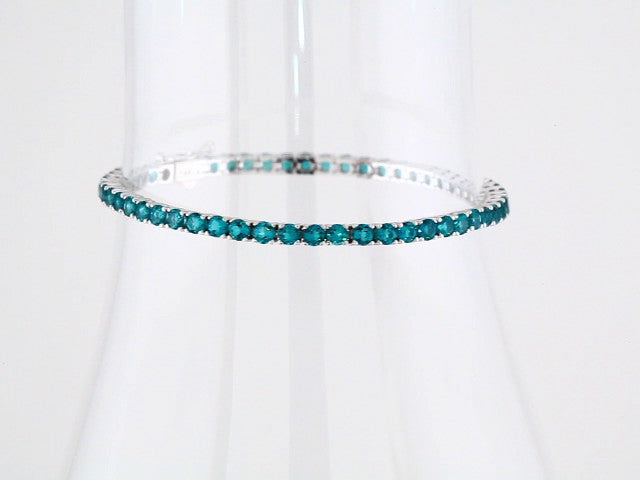14K White Gold Lab-Grown Emerald Line 7.25" Bracelet – image 4