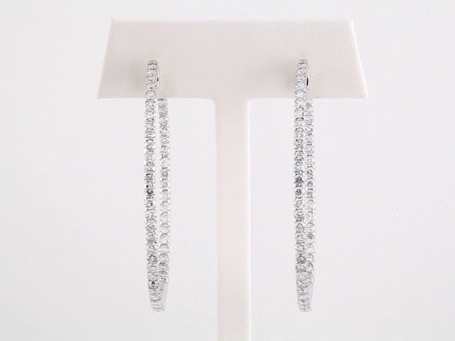 14K White Gold 5 CTW Natural Diamond Inside-Outside 51 mm Hoop Earrings – image 4