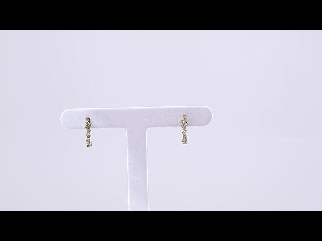 14K Yellow Gold 1/4 CTW Natural Diamond Scattered Bar Earrings – image 3
