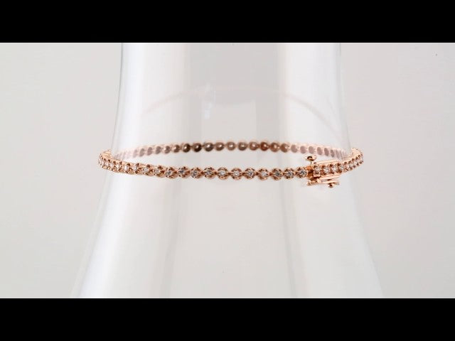 14K Rose Gold 1 CTW Natural Diamond Line 7" Bracelet – image 4
