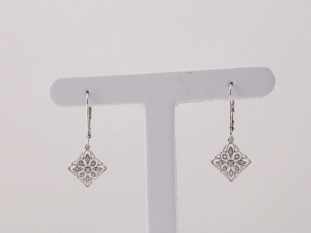 14K White Gold 1/10 CTW Natural Diamond Granulated Filigree Earrings – image 3