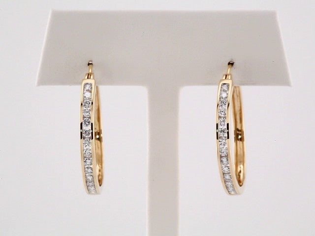 14K Yellow Gold 1 CTW Natural Diamond Hoop Earrings – image 3