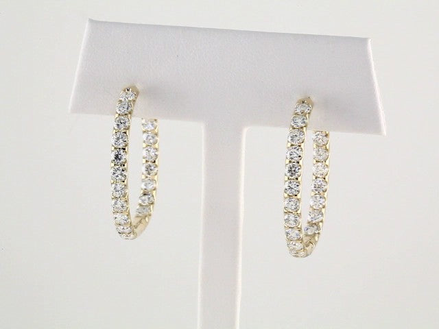 14K Yellow Gold 3 CTW Natural Diamond Inside-Outside Hinged 28.3 mm Hoop Earrings – image 4