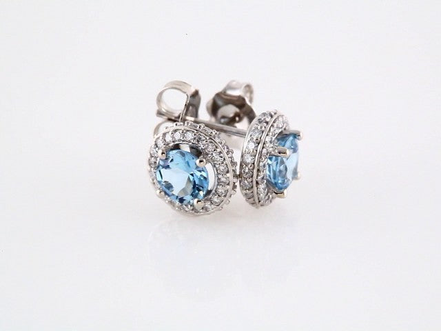 14K White Gold Natural Aquamarine & 1/3 CTW Natural Diamond Earrings – image 3