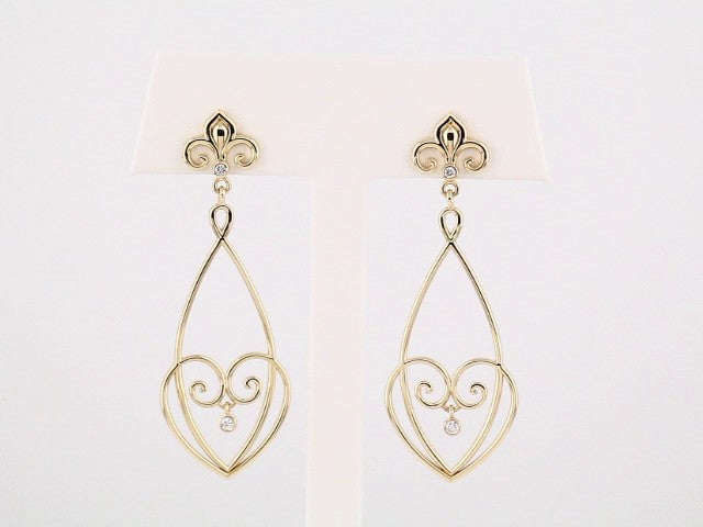 14K Yellow Gold 1/10 CTW Natural Diamond Fleur-de-lis Earrings – image 4