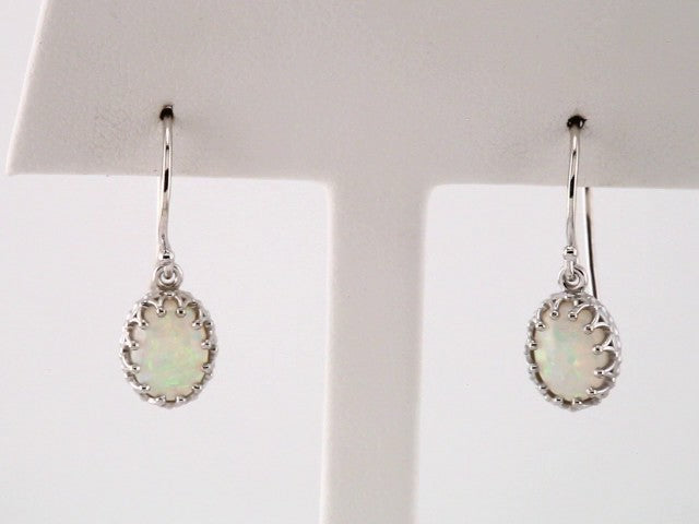 14K White Gold Natural White Opal Earrings – image 3
