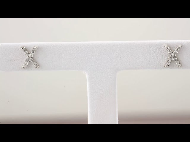 Sterling Silver 1/10 CTW Natural Diamond Initial X Earrings – image 3