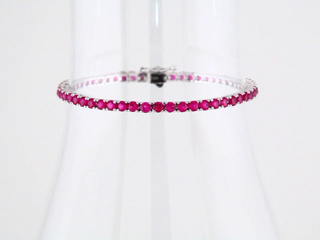 14K White Gold Lab-Grown Ruby Line 7.25" Bracelet – image 4