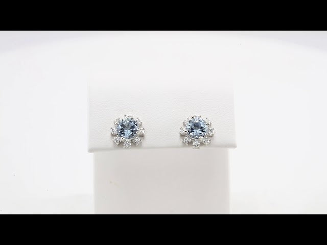 Sterling Silver Natural Blue Zircon & .06 CTW Natural Diamond Earrings – image 3