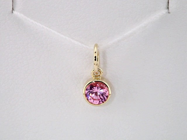 14K Yellow Gold Posh Mommy® Imitation Pink Tourmaline Charm/Pendant – image 3