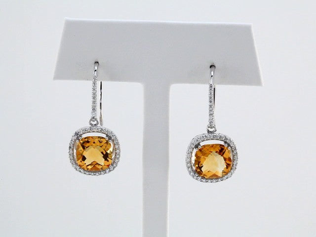 14K White Gold Natural Citrine & 3/4 CTW Natural Diamond Earrings – image 3