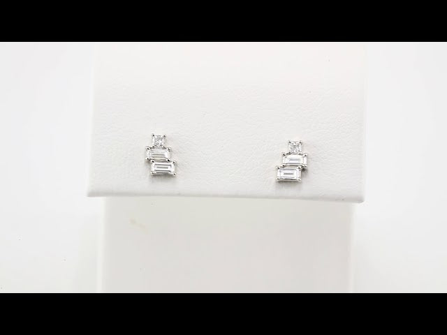 Sterling Silver 1/4 CTW Natural Diamond Geometric Cluster Earrings – image 4