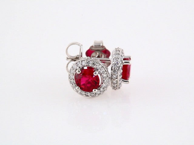 14K White Gold Natural Ruby & 1/3 CTW Natural Diamond Earrings – image 3