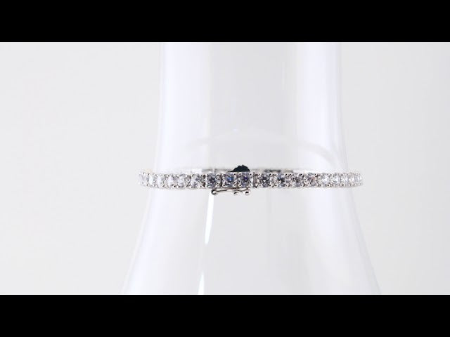 Sterling Silver  Imitation White Cubic Zirconia Line 7"  Bracelet – image 4