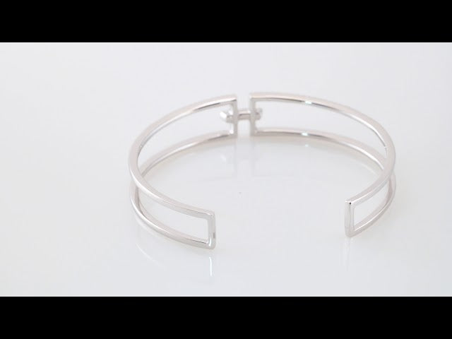 14K White Gold 3/4 CTW Natural Diamond Cuff 6" Bracelet – image 4