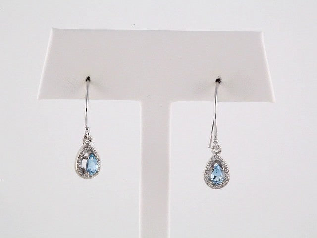 14K White Gold Natural Aquamarine & 1/10 CTW Natural Diamond Earrings – image 3