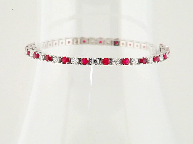 14K White Gold Natural Ruby & 2 1/3 CTW Natural Diamond 7" Bracelet – image 4