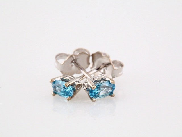14K White Gold Natural Blue Zircon Earrings – image 3