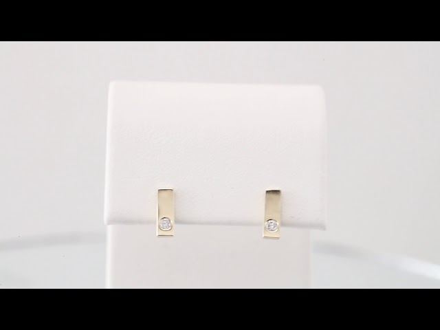 14K Yellow Gold .06 CTW Natural Diamond Bar Earrings – image 3