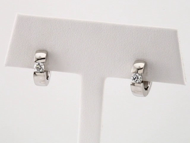 14K White Gold 1/4 CTW Natural Diamond 12 mm Hinged Huggie Hoop Earrings – image 3