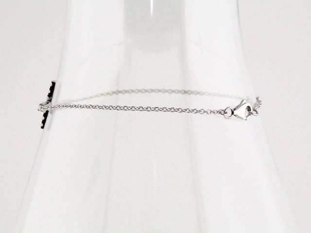 Sterling Silver Imitation Cubic Zirconia Sideways Cross 7-8" Bracelet – image 3