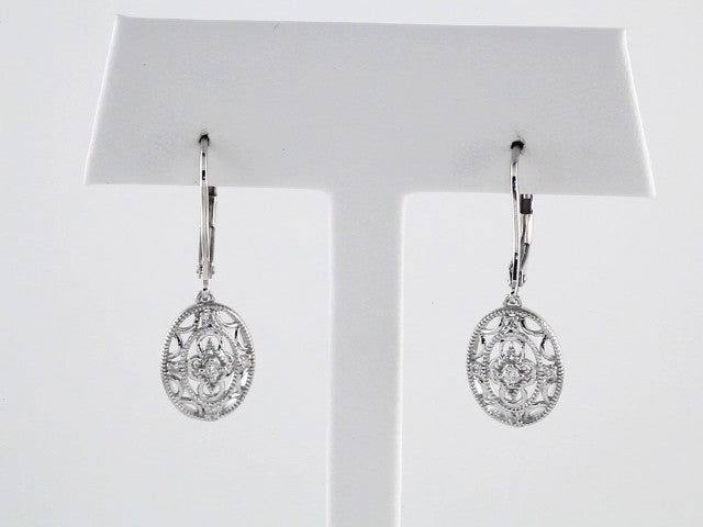 Sterling Silver 1/10 CTW Natural Diamond Lever Back Earrings – image 3