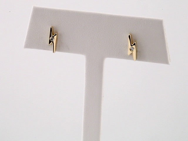 14K Yellow Gold .03 CTW Natural Diamond Lightning Bolt Earrings – image 3